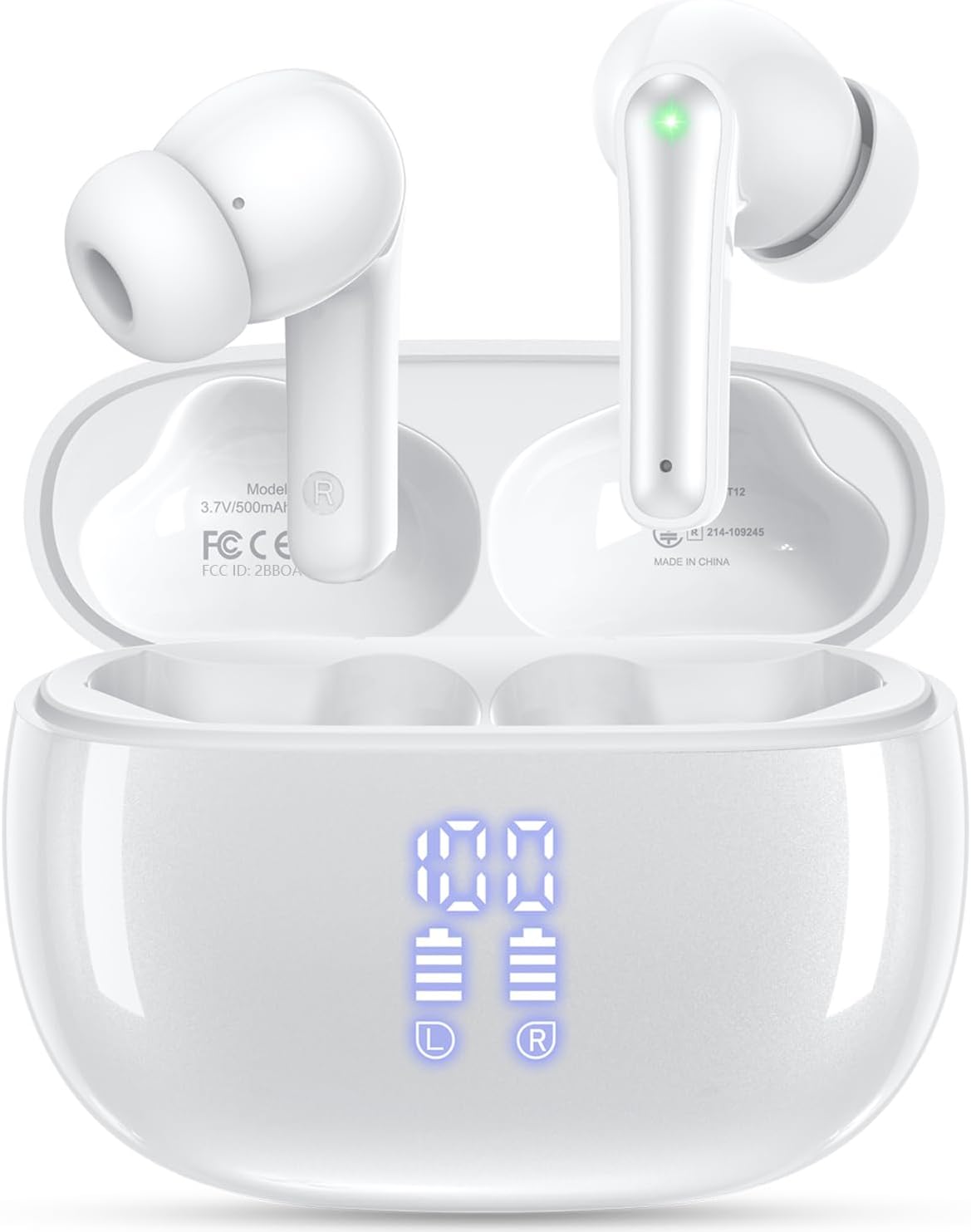 T12 Wireless Earbuds โ Bluetooth 5.4 Headphones with ENC Noise Canceling, LED Display, Deep Bass, 40H Playtime, IPX7 Waterproof, USB-C