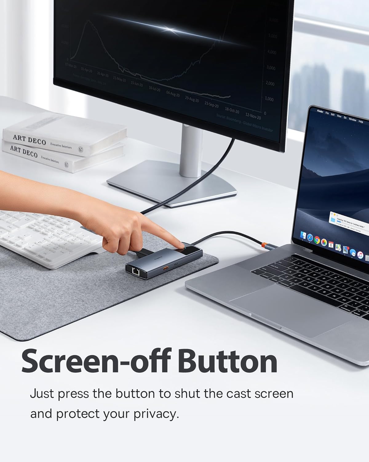 Baseus 6-in-1 USB C Hub Docking Station – 10Gbps USB-A/C, 4K@60Hz HDMI, Gigabit Ethernet, 100W PD, Screen-Off Button for MacBook, iPhone 15, Steam Deck, Dell, HP, iPad & More