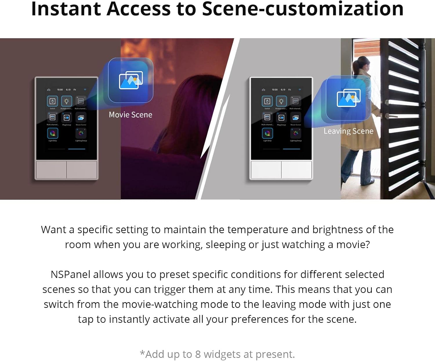 SONOFF NSPanel Smart WiFi Wall Switch – Dual Switch Smart Scene Panel with Touchscreen, Built-in Thermostat, Alexa & Google Home Compatible, Home Automation Controller