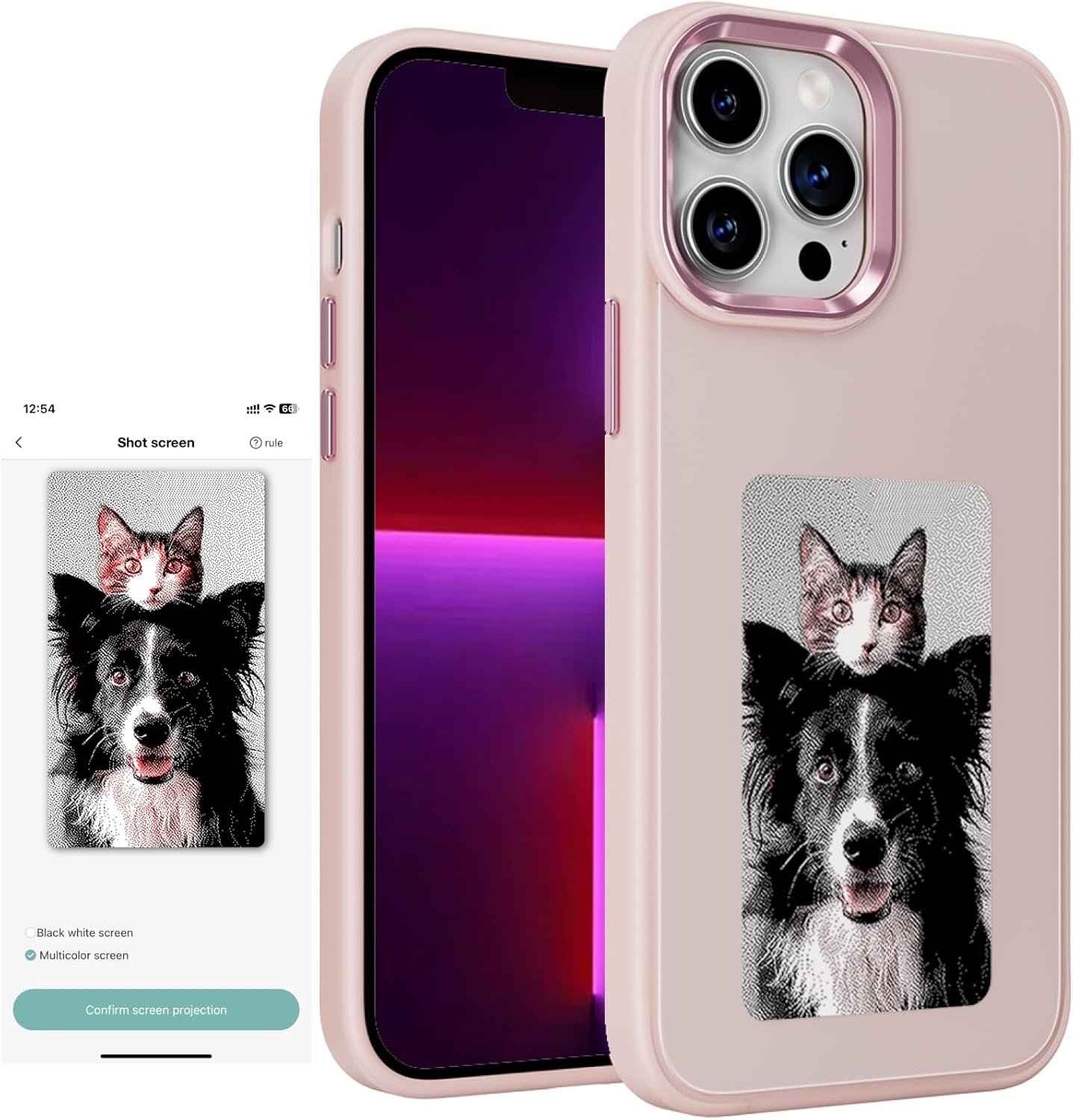 Technolugia™ Smart E-Ink NFC Phone Case for iPhone 13/14/15/16 – 4.0" Color Display, Customizable, Anti-Drop