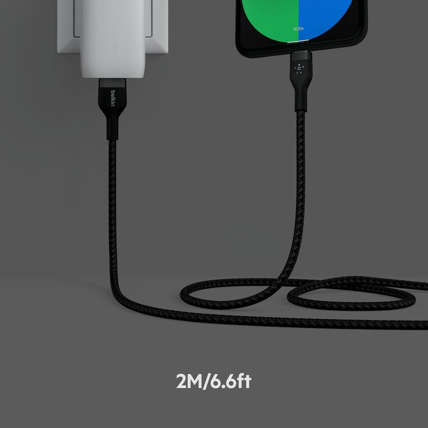 FlexCore Braided USB C to USB A Fast Charging Cable (6.6ft) – USB-IF Certified, Ultra Durable & Tangle-Free Charger Cord for iPhone 16, iPad Pro, Galaxy S25, Switch 2, Pixel & More